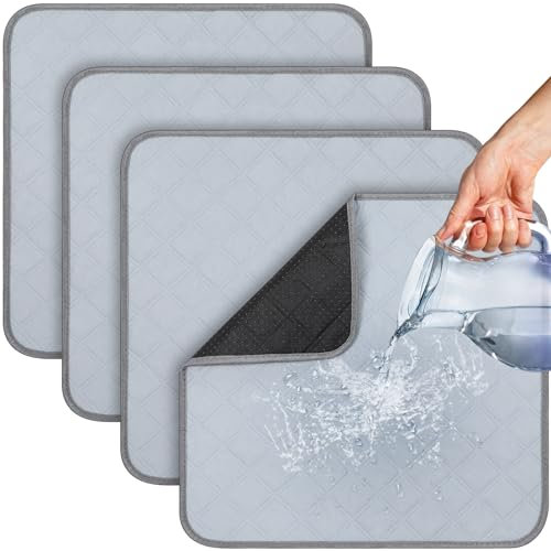 Threan 4 almohadillas impermeables para silla de incontinencia, lavables y reutilizables, almohadillas protectoras de asiento absorbentes de 22.1 x 20.9 pulgadas para mujeres, hombres, adultos y niños