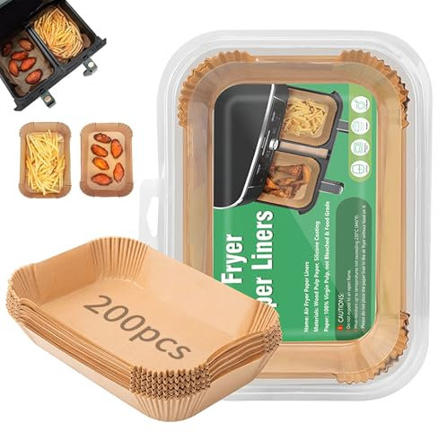Papier Cuisson Air Fryer 200 Pièces, 20,5 x 14 cm, BPA Free, pour friteuse sans huile 5 à 8 litres