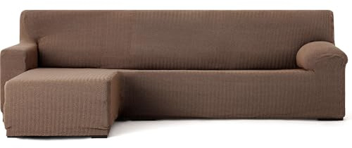 ECOMMERC3 | Copridivano Chaiselongue Braccio corto sinistro super elastico bielastico - Copridivano Chaiselong colore marrone con schiume di fissaggio e gomme di regolazione valida destra o sinistra