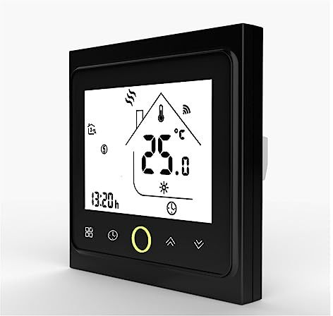 Thermostat, Contrôleur de température de Thermostat Intelligent, chaudière à gaz à Eau Chaude électrique for Chauffage par Le Sol Fonctionne,Commutateur de contrôle de température(Zwart,BHT-002-GCLZ(