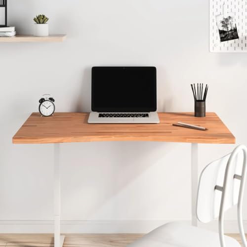 WKIEQACO Büromöbelzubehör, Schreibtischteile und Zubehör, Schreibtischplatte, 100 x 55–60 x 2,5 cm, Massivholz, Buche