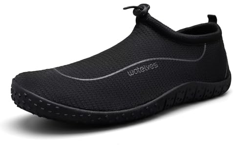 WateLves Water Shoes Womens Mens Multi-Purpose Barefoot Shoes Beach Swim Yoga Aqua Socks with Adjustable Buckle Thick Sole for Indoor Outdoor(Black-39)