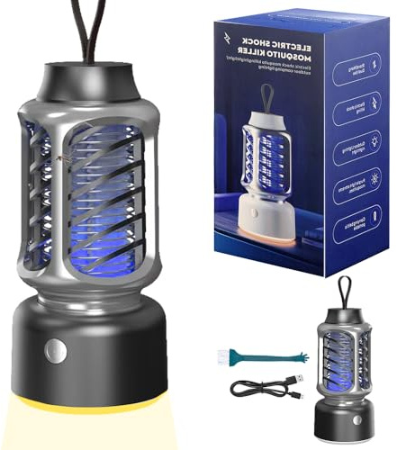 Insektenvernichter Elektrisch,Mückenfalle mit UV-Licht und LED-Beleuchtung,Mückenlampe 1600V Wiederaufladbar,Tragbare Insektenvernichter Mückenschutz,Mücken Killer für Innen-Außenbereich