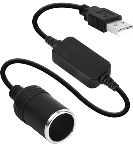 35 cm 5 V 2 A USB A maschio a 12 V 1 A Accendisigari per Auto Presa Femmina Convertitore, Adattatore USB a Accendisigari 10 W Max Compatto e Pratico per Dashcam Elettronica Guida DVR GPS Fotocamera