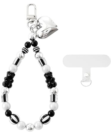 Torytoe Handykette Kurz, Handygurt Universal Handgelenk Handyanhänger Perlen Handy Perlen Schlüsselband Handschlaufe Handyband Perlenband (Schwarze Bären)