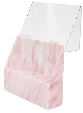 DEARMAMY Boîte De Rangement pour Pinces à Cils Support Organiseur Acrylique Design Marbré Rose pour Extensions De Cils Pratique Et Salon Ou Usage Domestique
