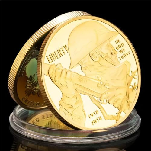 MINHBDER Monedas Conmemorativas del Centenario De La Primera Guerra Mundial (1918-2018). Moneda De Recuerdo Chapada En Oro. Regalos De Colección Militar.