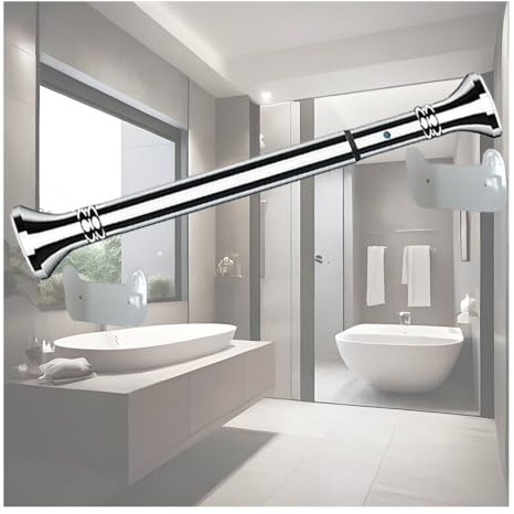 Asta Per Tenda A Telescopica,Asta Per Tenda Da Doccia Tensione,Regolabile 40-500cm,Bastone A Pressione In Acciaio Inox,Antiscivolo,Facile Da Montare,divisorio,balcone,bagno,Porta(Silver,160-250cm)