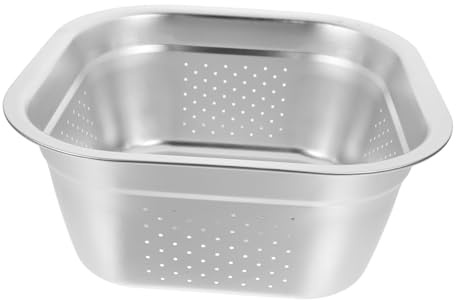 Lavabo Cuadrado de Acero Inoxidable para Lavar Verduras, Grande | Plata, Orificios de Drenaje, Diseño Multifuncional y Ahorro de Espacio, Uso Doméstico en Cocina