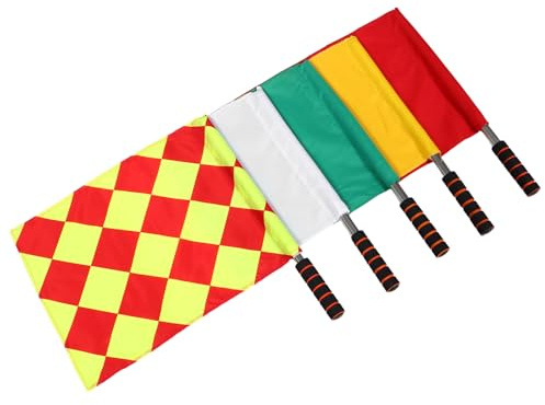 MAGICLULU 5 Pièces Drapeaux Arbitre Rugby Résistants avec Manches Inox et Déchirure pour Juge de Ligne Volley et Athlétisme Scolaire Visibilité Haute et Maniabilité Légère