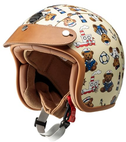 Children's Motorbike Jet Helmet ECE 22.06 Approved Kids Moped Helmet for 3-12 Years Old Boys and Girls, Children's Open Face Motorcycle Helmet E,M/(51~53cm)