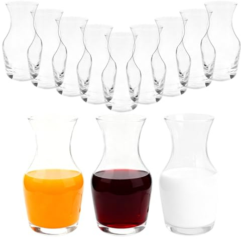 Set of 12 6 Oz Mini Wine Carafe Glasses - Single Serving Small Decanters for Individual Pours, Wine Tasting, Champagne, Juice | Ideal for Bars & Restaurants