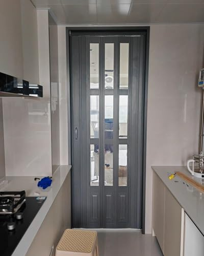 Falttür mit klarem Acrylfenster, platzsparendes Schiebetor für Innentüren, Wohnzimmer, Flur, Speisekammer