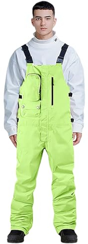 Generisch Mono de esquí para hombre, impermeable, aislante, multicolor, impermeable, resistente al viento, traje de nieve con bolsillos, tirantes ajustables, forro cálido, verde, XL