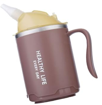 uikios Tazza per alimenti medici anti-soffocamento da 400 ml con coperchio a tenuta stagna, cannuccia ergonomica per pazienti costretti a letto e assistenza anziana, contenitore per alimenti liquidi