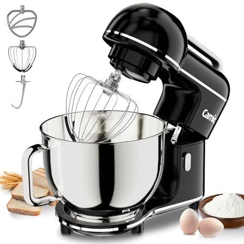 Camic Küchenmaschine - 2000W - Teigmaschine 10 Stufen mit Tragegriff, Edelstahl Rührschüssel (7L), Knetmaschine mit Rührhaken, Knethaken, Schlagbesen und Spritzschutz