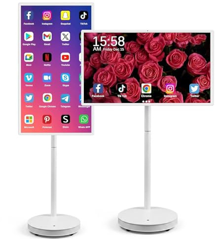 Giuggiolared Television Portatil con Pantalla Táctil, 21.5-32 Pulgadas, Batería Integrada, 8+128GB, Panel IPS, Smart TV para Gaming y Cine con Soporte Móvil 32 Pro4K
