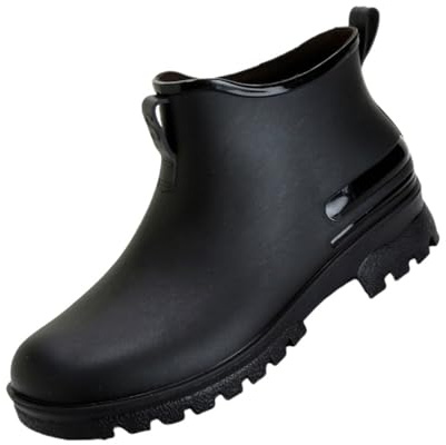 Botines unisex con tacón, talla 35-44, zapatos de lluvia para mujer, elegantes, botas de lluvia con tacón de bloque, tallas grandes, monocolor, botas de goma, para uso diario, jardín y exterior, Negro