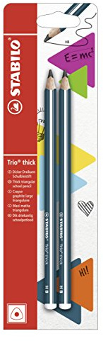 Lápiz de grafito triangular grueso STABILO Trio thick - Caja con 12 unidades color de cuerpo petroleo - Mina HB
