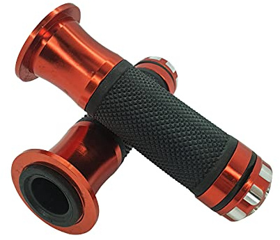 one by Camamoto 77344316E Set Paar Griffe Verve Farbe Schwarz/Orange, kompatibel mit Motorrad und Roller, mit optimalem Grip, einfache Installation, Durchmesser Links 22 mm/rechts 25 mm - Länge 135