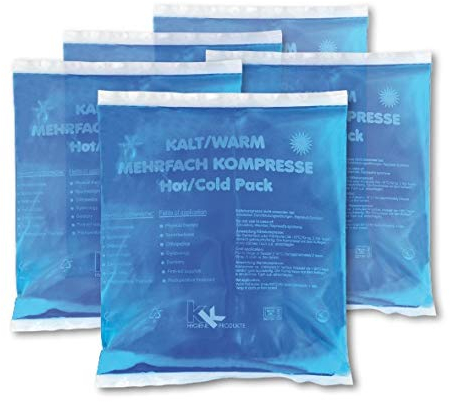 KK Kalt-Warm Kompresse 13 × 14cm – 5er-Pack Wiederverwendbare Therapie-Kompressen für Kälte- & Wärmeanwendungen bei Prellungen, Verstauchungen, Gelenk- & Zahnschmerzen, Rücken, Schulter