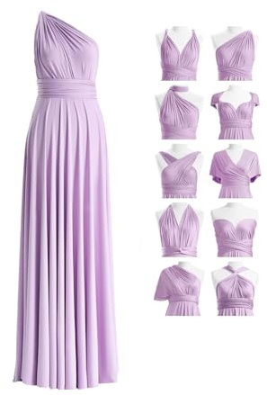 72styles Womens Bridesmaid Wedding Dress One Shoulder Convertible Multi-Way Long Short Wrap Cocktail Maxi Dress