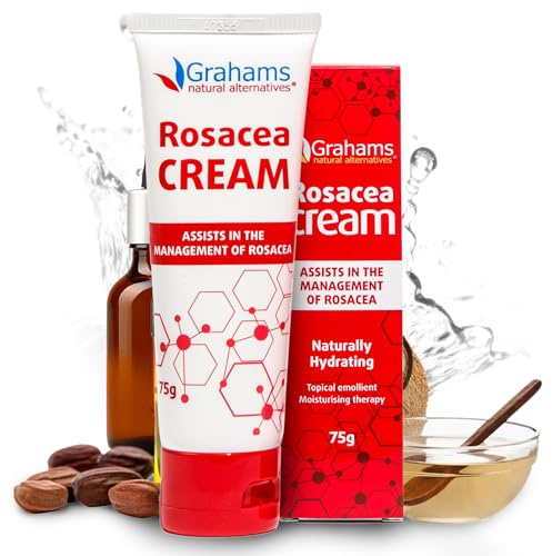 Grahams Natural Rosacea Creme gegen Gesichtsrötungen - Feuchtigkeitspflege für empfindliche Haut - Mit Niacinamid & Jojobaöl - Kortisonfrei & hypoallergen, 75 ml