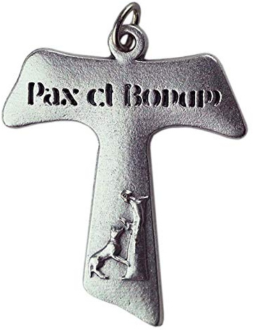 Eurofusioni San Francesco d'Assisi Tau Croce Pax et Bonum - Ciondolo Placcato Argento - h Pollici 1,26-10 pezzi