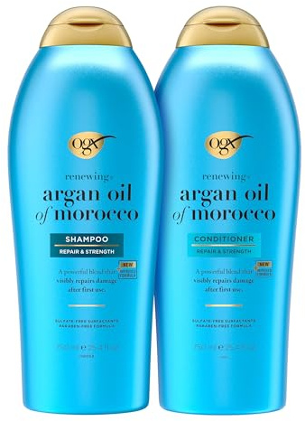 OGX Renewing + Argan Oil of Morocco Shampoo & Conditioner Set, Helps Strengthen & Repair Dry, Damaged Hair, Paraben-Free, Sulfate-Free Surfactants, 25.4 fl. Oz (Pack of 2)