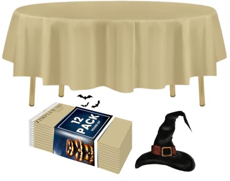 ZIMPLEWARE Premium Plastic Table Cloth Disposable Round 84in. 12 Pack