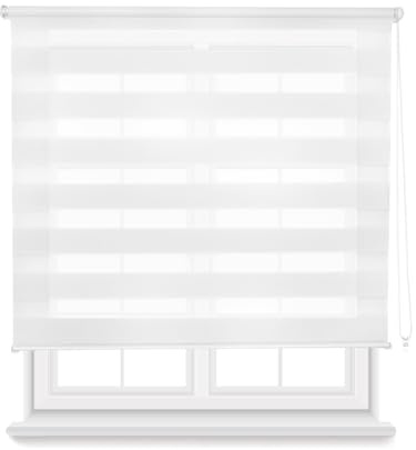 HOME MERCURY - Estor Enrollable de Doble Capa Noche y Día,fácil instalación (80 X 180 CM, Blanco)