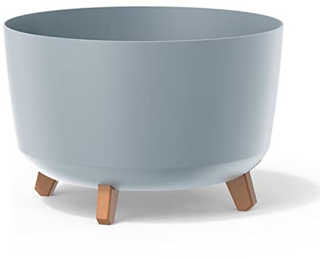 Prosperplast Gracia Maceta Estándar con Patas Desmontables Incl. Inserto para Uso en Interiores y Exteriores Jardinera Redonda de Plástico (390mm) (Gris Claro)