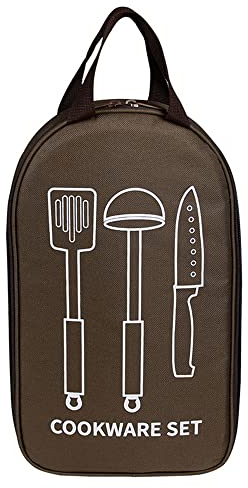 FUYTERY Borsa portacoltelli pieghevole per cucinare all'aperto e viaggiare in campeggio, sacchetti di stoccaggio multifunzione (Marrone)