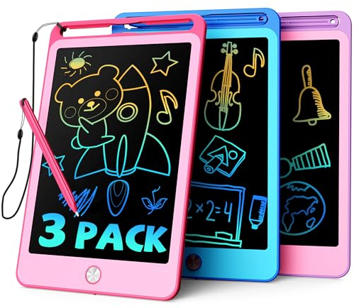 TEKFUN 3 Pack LCD Writing Tablet Toys, 8.5 Inch Colorful Kids Drawing Board for 3 4 5 6 Years Old Boys Girls, Learning Doodle Scribbler Pad for Kids, Birthday Gifts for Age 3-8 (Blue Pink Purple)