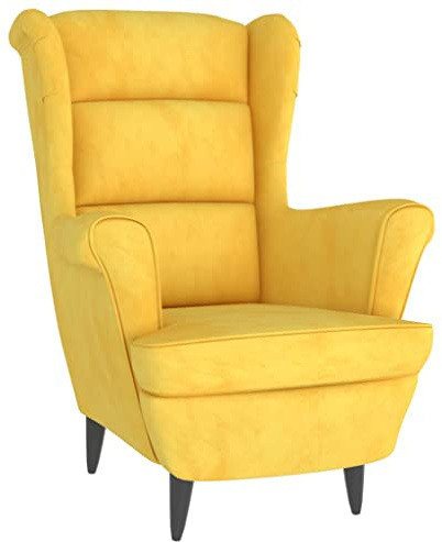 KOIECETA Sessel Ohrensessel Loungesessel Fernsehsessel Relaxsessel Wohnzimmersessel Moderner Bequemer Armsessel Polstersessel Lounge Senfgelb Samt