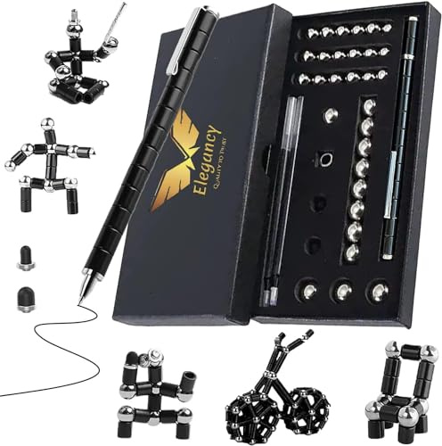 Elegancy Fidget Pen Cool Gadgets Toy Gift for Teenage Boys, Teenage Girl Gifts & Men, Modular Magnet Gel Writing Magnetic Pen Stress Anxiety Desk Fidget Toy for Adults (Large Black)