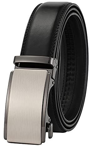 guvoosm Gürtel Herren,Leder Automatik Gürtel Für Herren Business Anzug -3,5cm Breite-888-125-Black 138