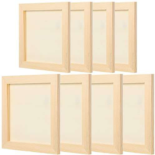 Toddmomy Wooden Picture Frames Set 8 Pack Unfinished Craft Frames for Diy Photo Decoration Painting Projects Art Displays School Home and Kindergarten