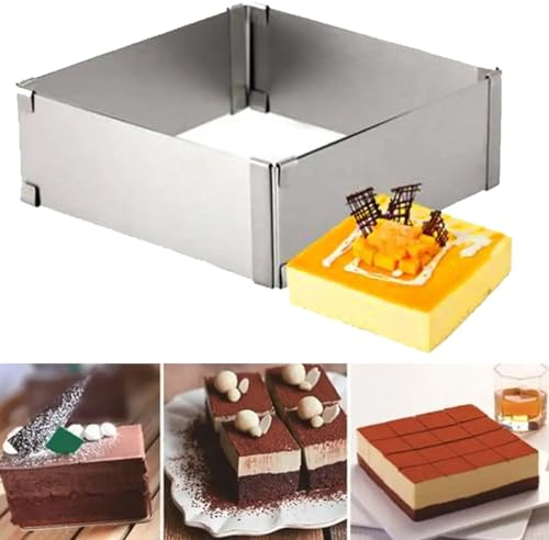 Backrahmen Rechteckig Verstellbar 15-28 cm - Tortenring Verstellbar Backrahmen Tortenrahmen Hoch 5cm - Rechteckiger Tortenring Zum Backen Dekorieren Backblech Umrandung