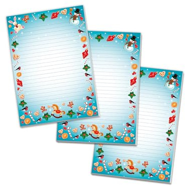 3 bunte Schreibblöcke Motivpapier Briefbögen Notizblöcke mit Linien Weihnachten Winter Weihnachtsstiefel grün Wichtelgeschenk für Kinder Jungen Mädchen Schule (3 Blöcke A5 mit je 25 Blättern)