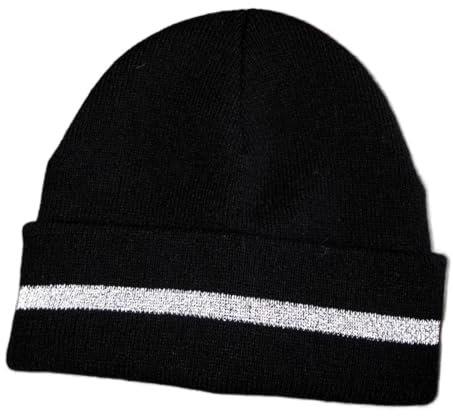 Mütze Beanie Hut Sicherheits Reflektierende Mütze Männer Mützen Outdoor Nacht Laufen Strick Mütze Frauen Head58-59Cm Schwarz