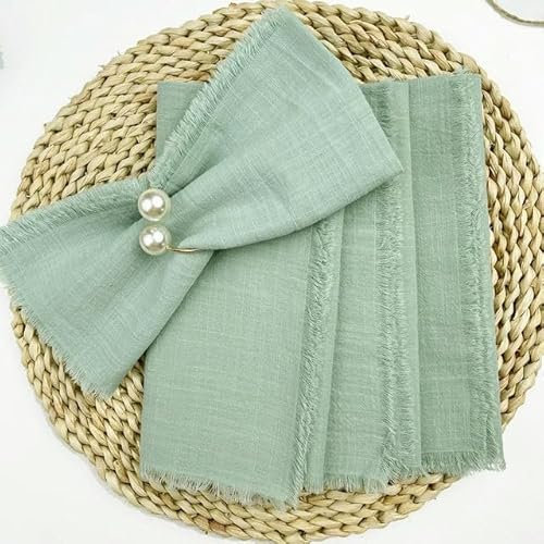 Servietten, 100 Stück, 33 x 33 cm, 100 % Baumwolle, Salbeigrün, wiederverwendbar, für Hochzeit, Party, Tischdekoration, Retro-Stoffservietten