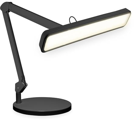 Neatfi XL 2.500 Lumen 30W LED-Arbeitslampe – 56 cm breiter Lampenkopf | 324 SMD-LEDs | 5 Lichtmodi | 3000K–6000K | Dimmbar | Schreibtischlampe für Zuhause & Büro (Schwarz, CCT mit Sockel)
