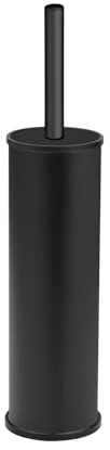 WENKO WC-Garnitur Olmedo Schwarz, geschlossener Stand WC-Bürstenhalter aus rostfreiem Edelstahl, 8,5 x 37 x 8,5 cm, Schwarz