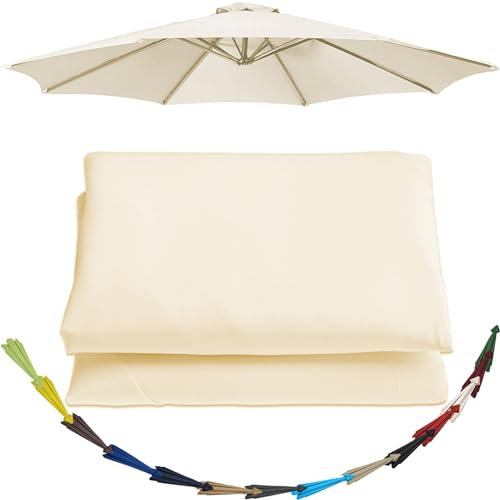 Terrassenschirm Ersatz Baldachin Sonnenschirm Ersatzbezug 6/8 Streben Gartenschirm Stoff Ersetzen 200cm/270cm/300cm Ersatz-Sonnenschirm-Stoffbezug (Nur Baldachin)(Color:White,Size:9.8ft (300cm)/6 arms