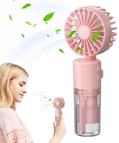 Ventilador de pulverización de mano | Ventilador de pulverización recargable de mano con niebla de agua, suministros de verano, ventilador de refrigeración portátil plegable con mango ergonómico para