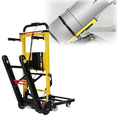 Sube-Escaleras Eléctrico,Sube-Escaleras Sobre Orugas Eléctrico,Carrito Plegable Con Ruedas,Aleación De Aluminio,Con Mango Extensible,Capacidad De Carga 200 Kg/440 Lbs A