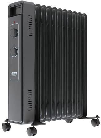 ECOSO Luan 2500W Anthracite UK Plug Oil Filled Electric Radiator - 620 x 240mm