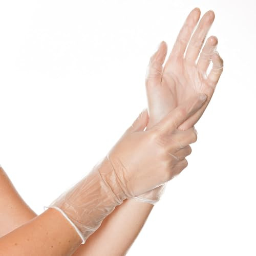 FRANZ MENSCH 1000 Stück Hygostar Vinylhandschuhe Ideal Long | puderfrei, Karton, transparent, 8/M, L: 30cm, Einmalhandschuhe, Einweg- Handschuhe,Vinylhandschuhe