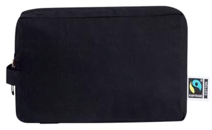 Fairtrade Certified Nature Necessär av ekologisk bomull, 180 g/m², 20,5 x 14 x 7,5 cm, Fairtrade certifierad, svart